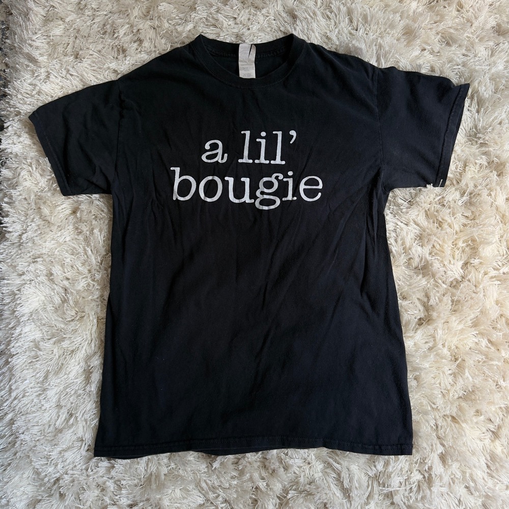 A Lil' Bougie Graphic T-Shirt Black Gildan Heavy Cotton Short Sleeve Medium